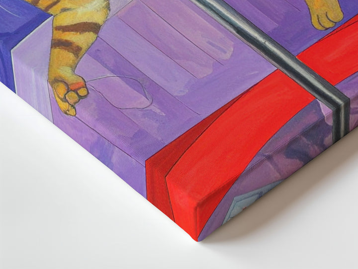 Dancing Yellow Cat Canvas – Surreal Nightlife Art with Pole Dance & Disco Vibes - Gifitto