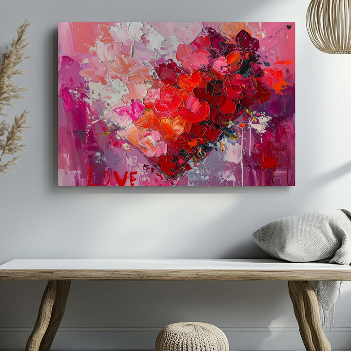 Expressive Love Heart Canvas – Bold Abstract Romantic Art - Gifitto