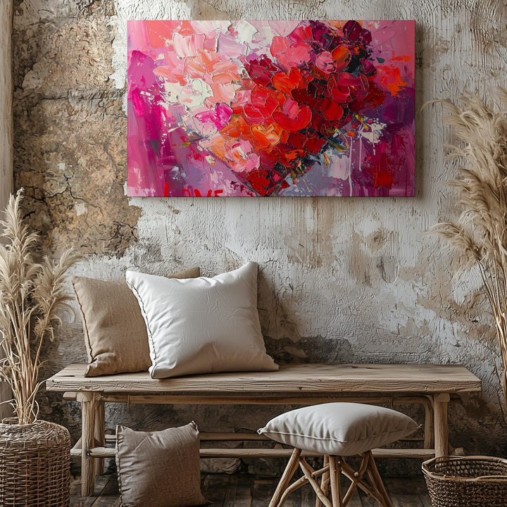 Expressive Love Heart Canvas – Bold Abstract Romantic Art - Gifitto