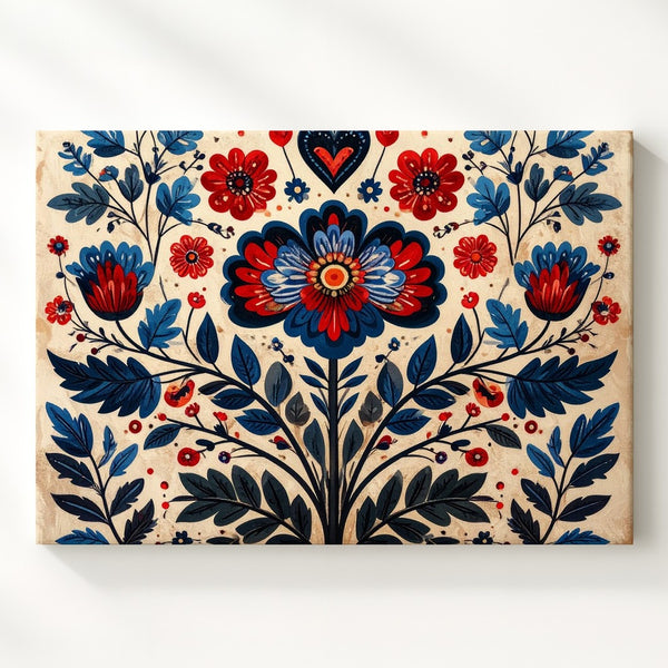 Folk Art Floral Canvas – Eastern European & Scandinavian Motif - Gifitto
