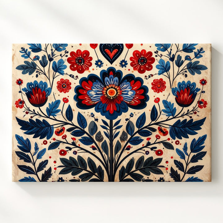 Folk Art Floral Canvas – Eastern European & Scandinavian Motif - Gifitto
