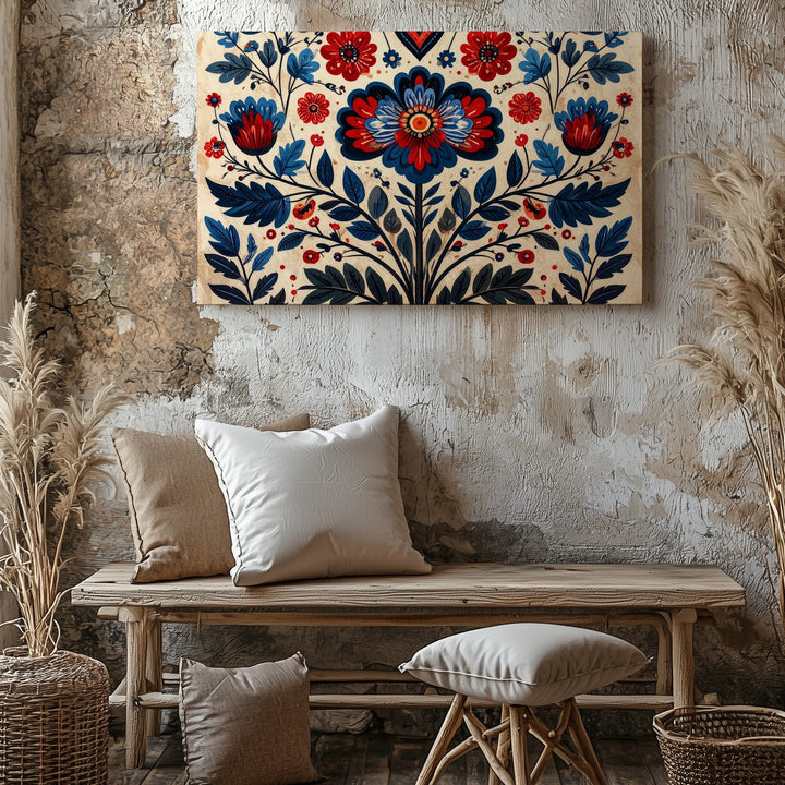 Folk Art Floral Canvas – Eastern European & Scandinavian Motif - Gifitto