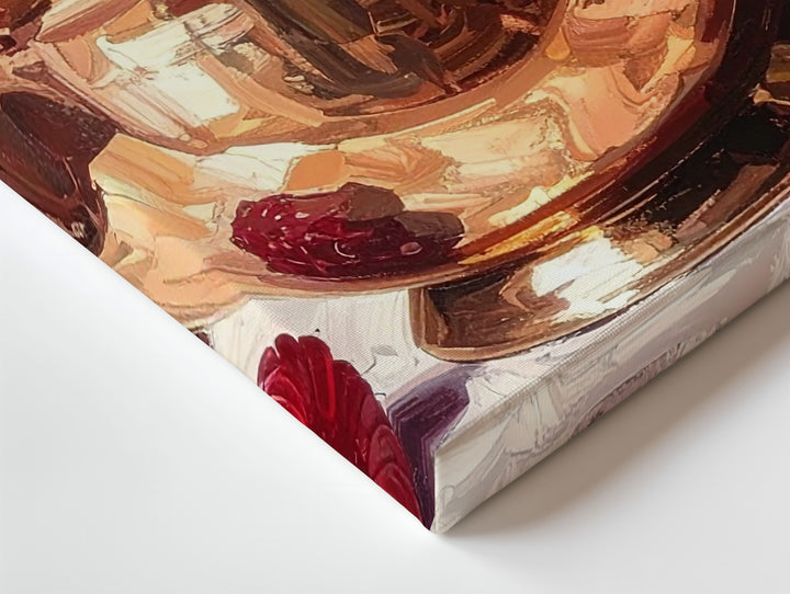 Copper Cup with Raspberries Canvas – Classical Still-Life Art - Gifitto