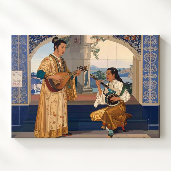 Orientalist Music Duo Canvas – Classical Cultural Art with Traditional Instruments - Gifitto