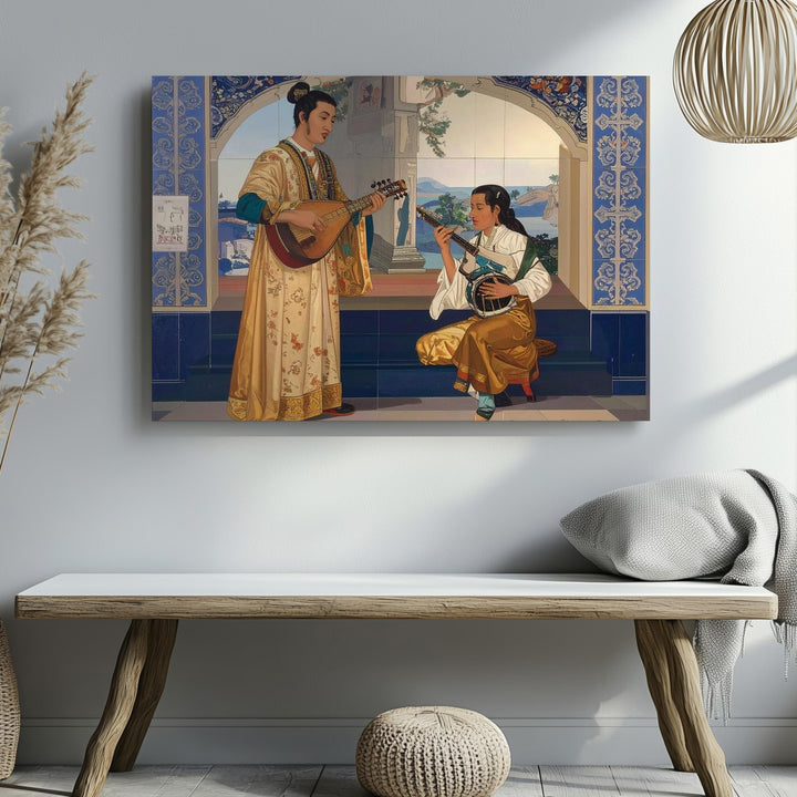 Orientalist Music Duo Canvas – Classical Cultural Art with Traditional Instruments - Gifitto