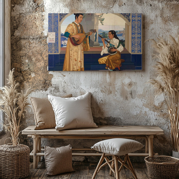Orientalist Music Duo Canvas – Classical Cultural Art with Traditional Instruments - Gifitto