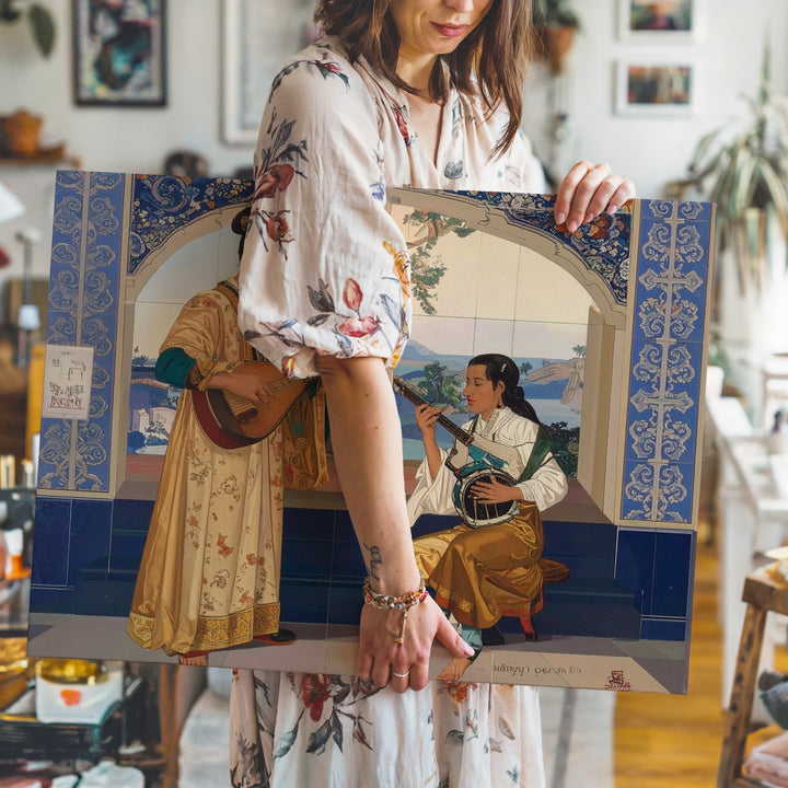 Orientalist Music Duo Canvas – Classical Cultural Art with Traditional Instruments - Gifitto