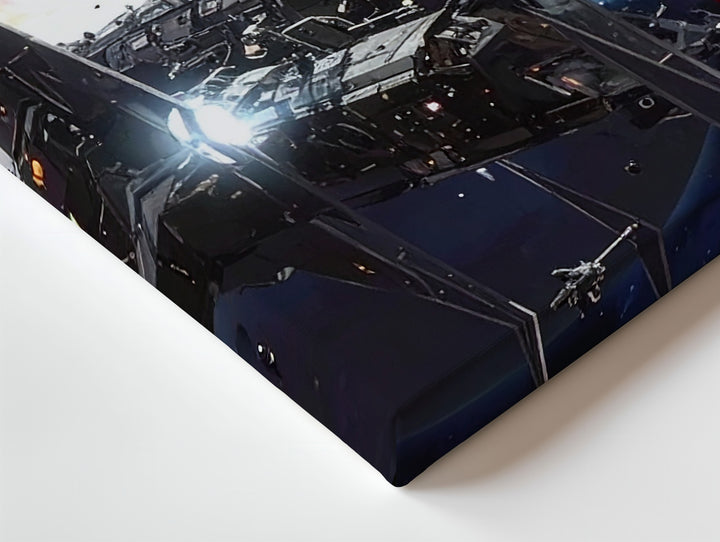 Futuristic Space Battle Canvas – Advanced Spaceships and Explosions in Combat - Gifitto