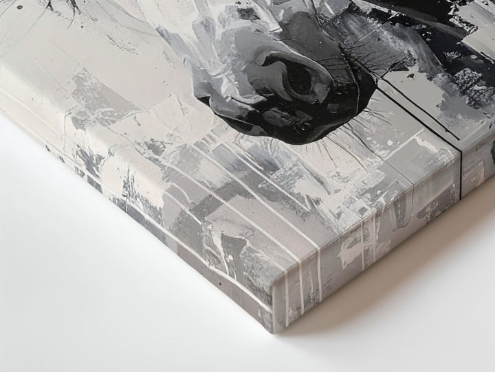 Abstract Black & White Horse Canvas – Modern Expressionist Equestrian Art - Gifitto