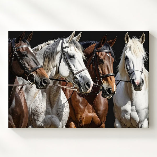Trio of Horses Canvas – Realistic Equestrian Portrait Art - Gifitto