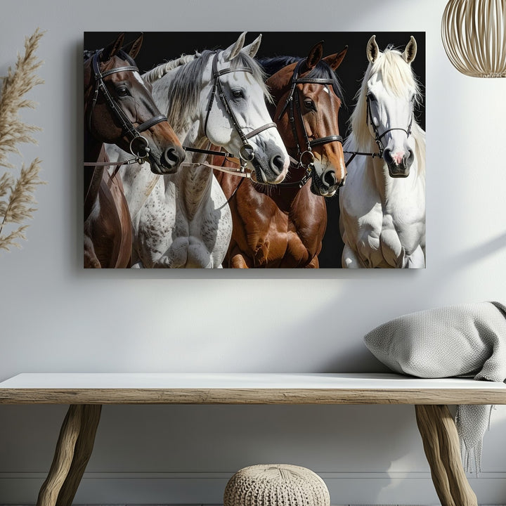 Trio of Horses Canvas – Realistic Equestrian Portrait Art - Gifitto