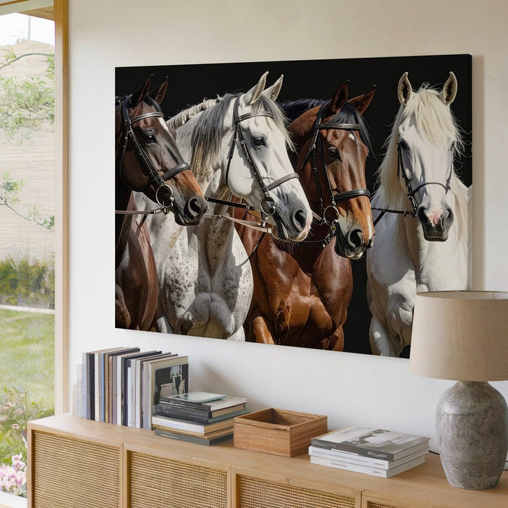 Trio of Horses Canvas – Realistic Equestrian Portrait Art - Gifitto