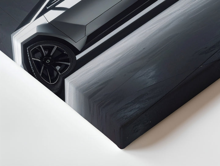Futuristic Electric Pickup Canvas – Tesla Cybertruck Inspired Industrial Art - Gifitto