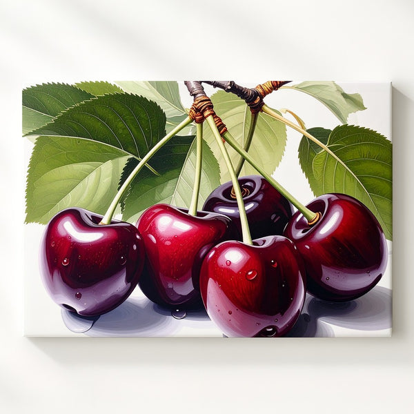 Hyper-Realistic Cherry Canvas – Juicy Red Fruit Art - Gifitto