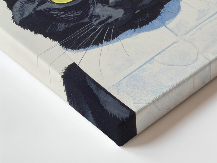 Mischievous Black Cat Canvas – Funny Toilet Paper Balancing Art - Gifitto