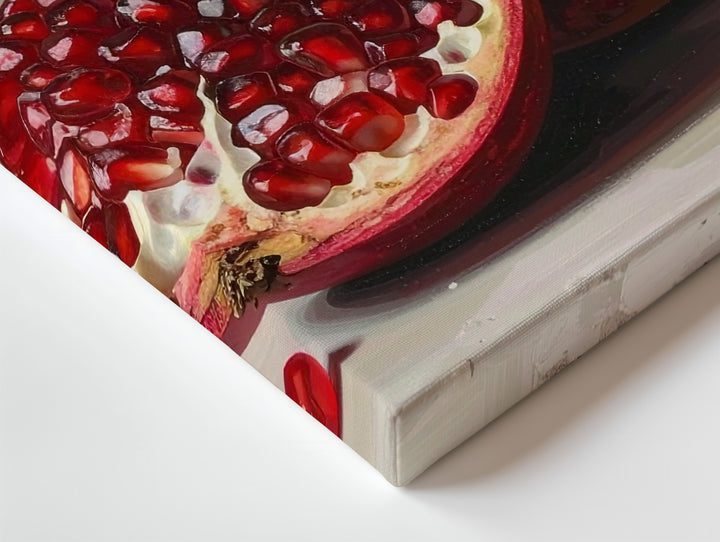 Crimson Pomegranate Still Life Canvas – Realistic Fruit Art with Classical Warmth - Gifitto