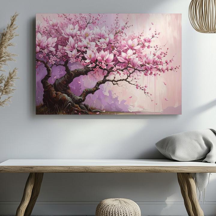 Cherry Blossom Branch Canvas – Japanese-Inspired Springtime Art - Gifitto