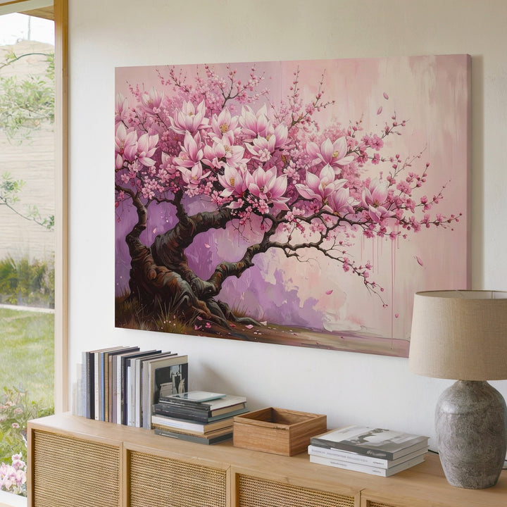 Cherry Blossom Branch Canvas – Japanese-Inspired Springtime Art - Gifitto