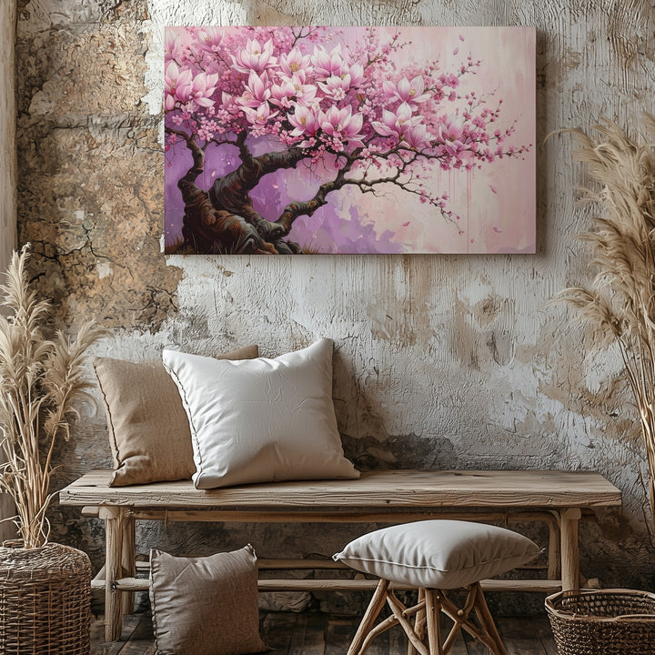 Cherry Blossom Branch Canvas – Japanese-Inspired Springtime Art - Gifitto