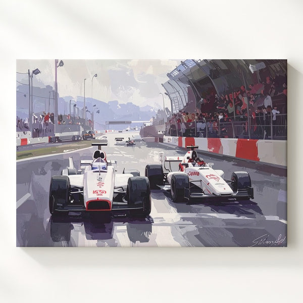 Vintage McLaren F1 Race Canvas – Stylized Monaco Street Circuit Art - Gifitto