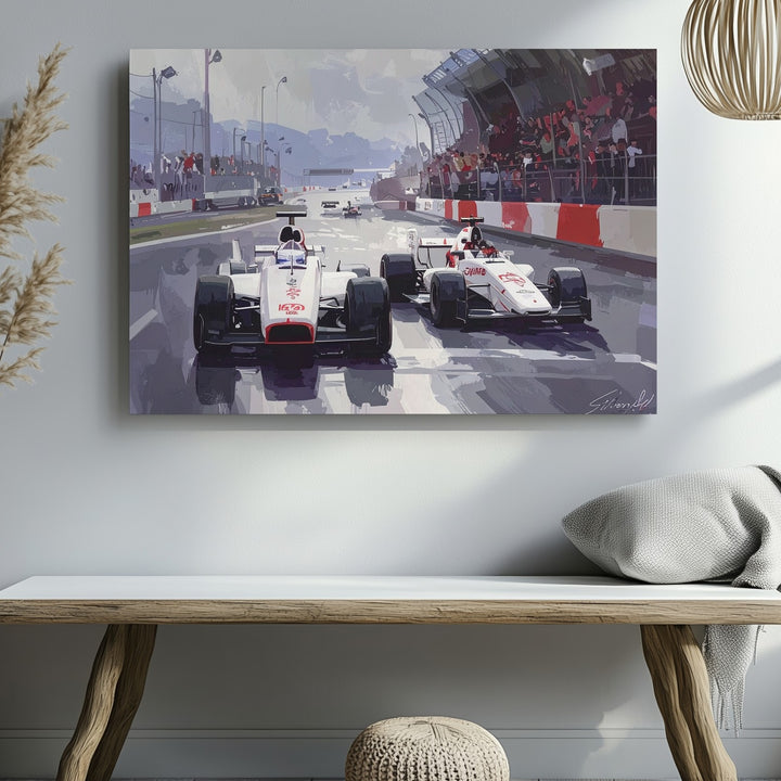 Vintage McLaren F1 Race Canvas – Stylized Monaco Street Circuit Art - Gifitto