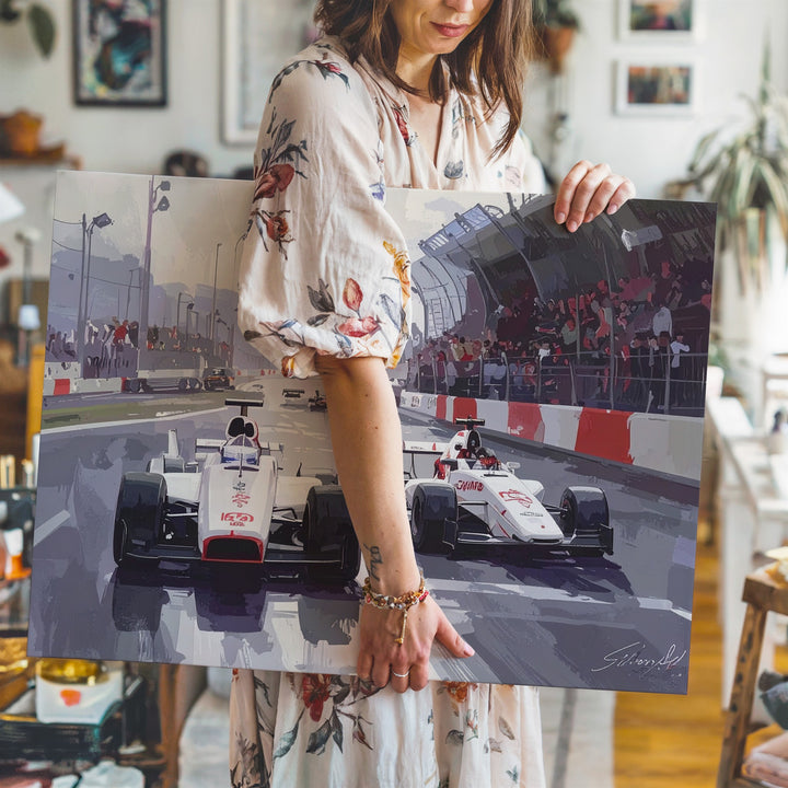 Vintage McLaren F1 Race Canvas – Stylized Monaco Street Circuit Art - Gifitto