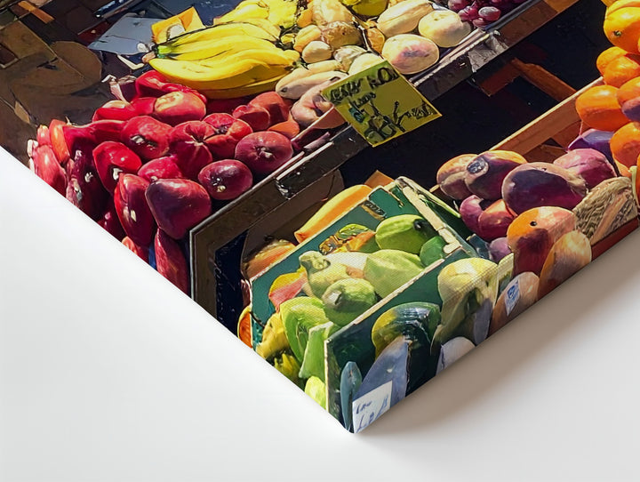 Vibrant Market Stall Canvas – Colorful Fruit & Vegetable Photography - Gifitto