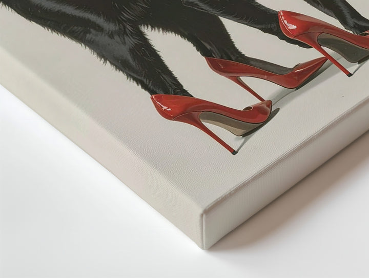 High-Heeled Attitude Canvas – Stylish Black Cat in Red Stilettos - Gifitto