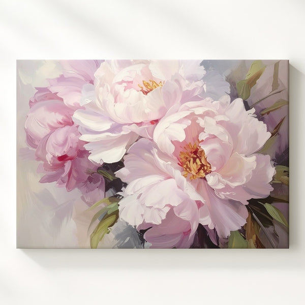 Pale Pink Peony Blossom Canvas – Romantic Floral Art - Gifitto
