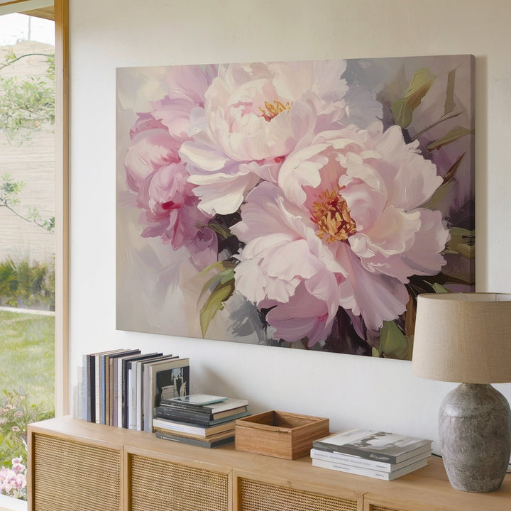 Pale Pink Peony Blossom Canvas – Romantic Floral Art - Gifitto