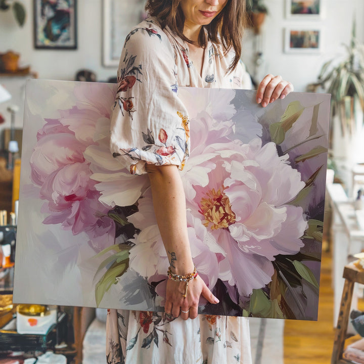 Pale Pink Peony Blossom Canvas – Romantic Floral Art - Gifitto