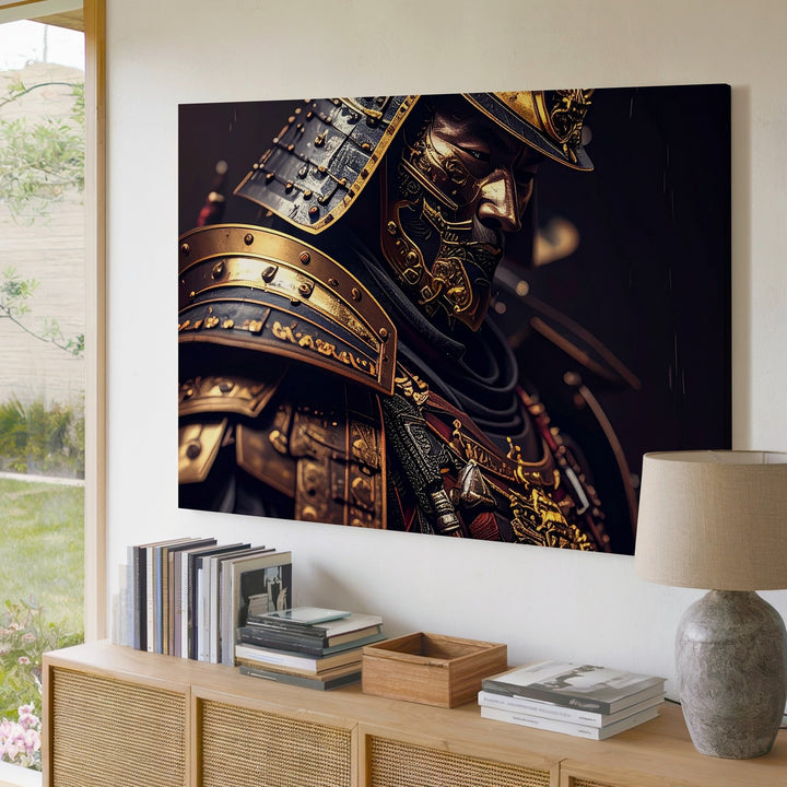 Samurai Helmet and Armor Canvas – Traditional Japanese Warrior Art - Gifitto