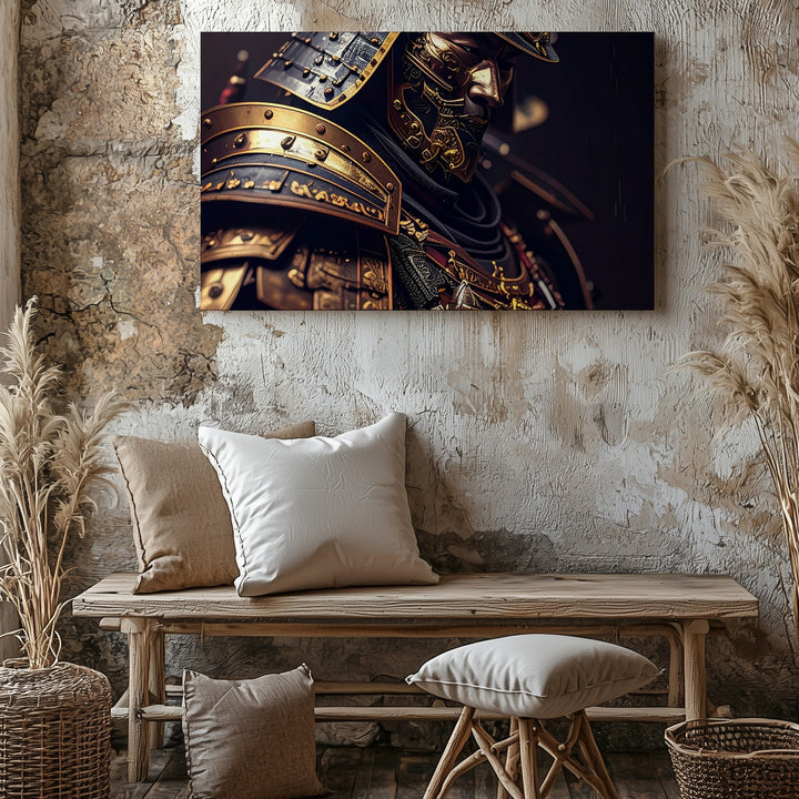Samurai Helmet and Armor Canvas – Traditional Japanese Warrior Art - Gifitto