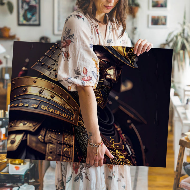 Samurai Helmet and Armor Canvas – Traditional Japanese Warrior Art - Gifitto