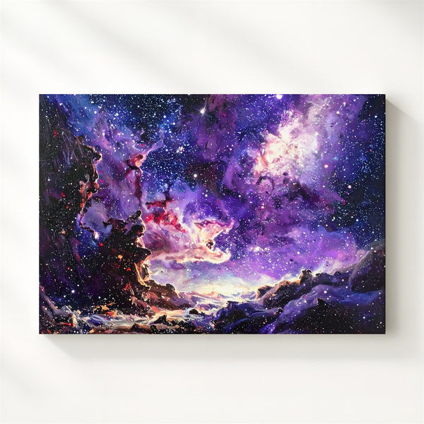 Violet Starfield Canvas – Deep Galaxy Cluster in Midnight Hues - Gifitto
