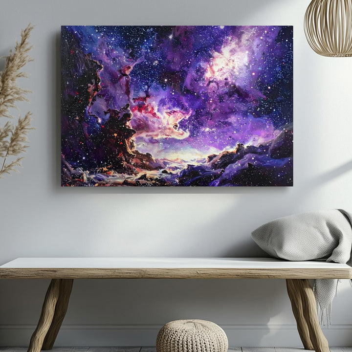 Violet Starfield Canvas – Deep Galaxy Cluster in Midnight Hues - Gifitto