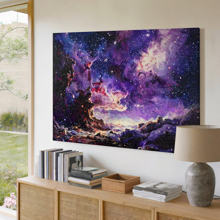 Violet Starfield Canvas – Deep Galaxy Cluster in Midnight Hues - Gifitto