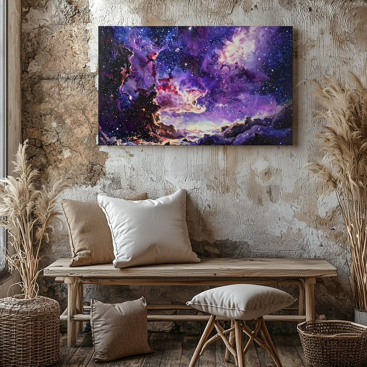 Violet Starfield Canvas – Deep Galaxy Cluster in Midnight Hues - Gifitto