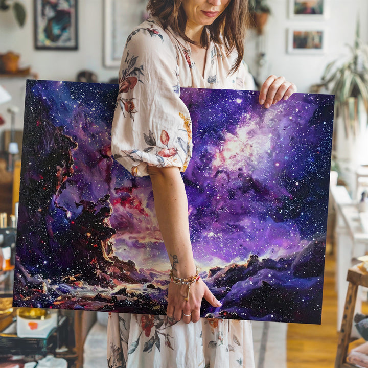 Violet Starfield Canvas – Deep Galaxy Cluster in Midnight Hues - Gifitto