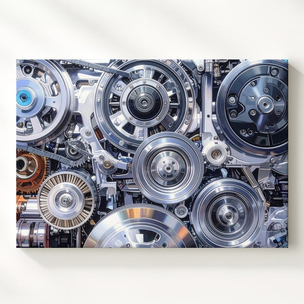 Intricate Mechanical Gears Canvas – High-Detail Industrial Engineering Art - Gifitto
