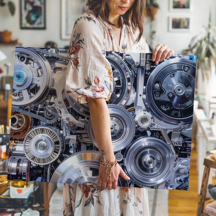 Intricate Mechanical Gears Canvas – High-Detail Industrial Engineering Art - Gifitto