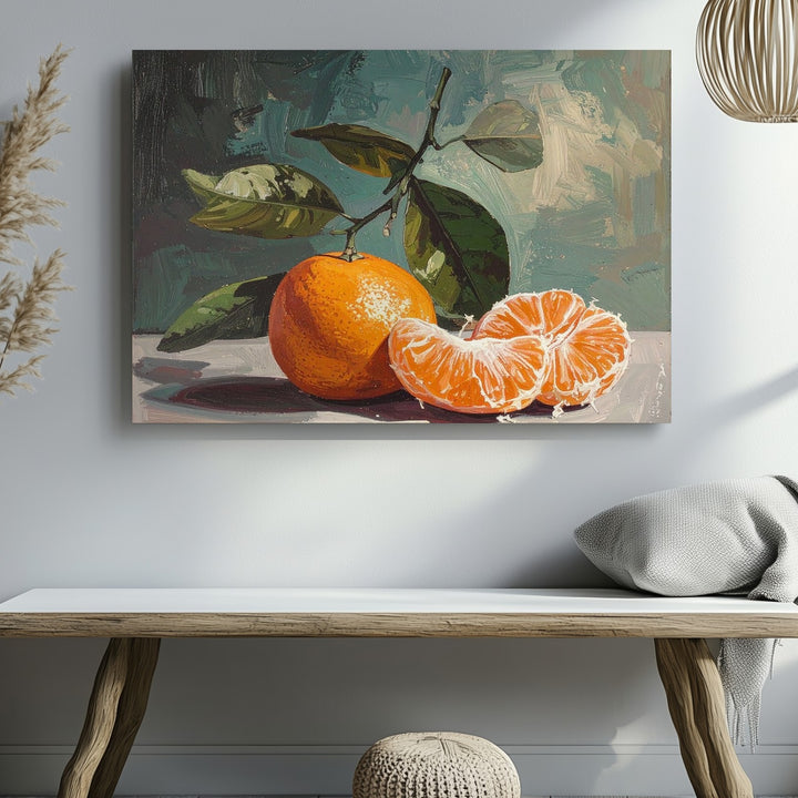 Minimalist Orange Canvas – Fresh Fruit Oil Painting - Gifitto