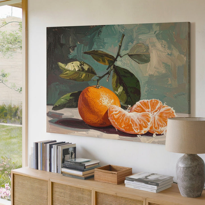 Minimalist Orange Canvas – Fresh Fruit Oil Painting - Gifitto