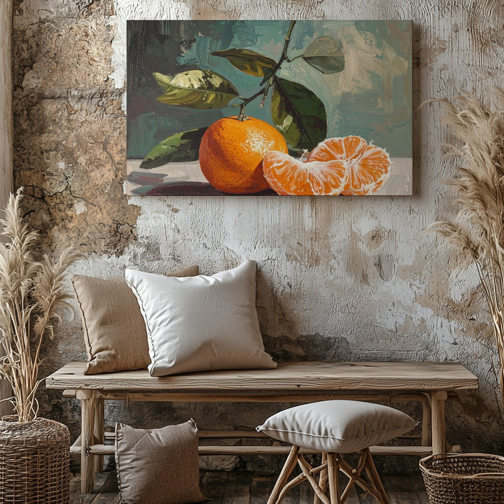 Minimalist Orange Canvas – Fresh Fruit Oil Painting - Gifitto
