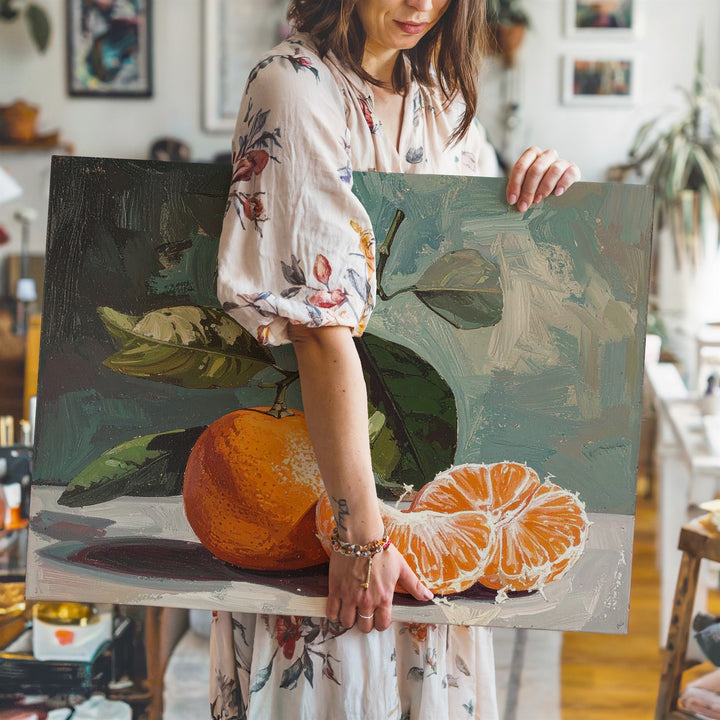 Minimalist Orange Canvas – Fresh Fruit Oil Painting - Gifitto