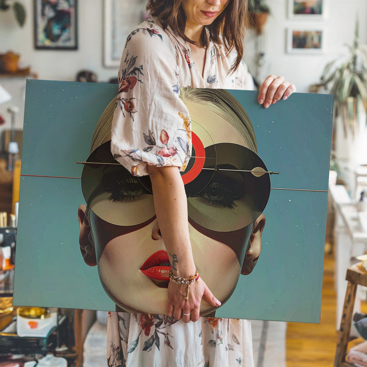 Futuristic Woman Portrait Canvas – Sci-Fi Retro Aesthetic Art - Gifitto