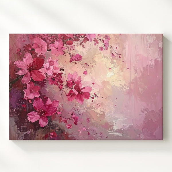 Cascading Floral Petals Canvas – Dreamy Pink & Magenta Floral Art - Gifitto