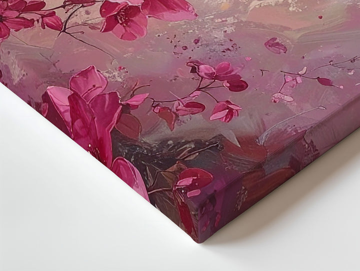 Cascading Floral Petals Canvas – Dreamy Pink & Magenta Floral Art - Gifitto