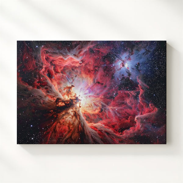 Crimson Bloom Nebula Canvas – Fiery Cosmic Cloud with Stellar Contrast - Gifitto
