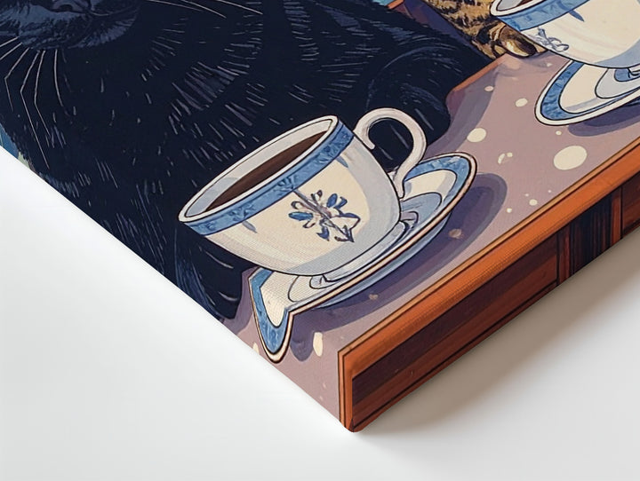 Tea Time Companions Canvas – Whimsical Cats at Café Table - Gifitto